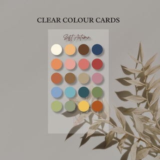 Detailed swatches on Clear Colour/color Sub-Season Card for seasonal color analysis which helps you identify flattering colors for your personal palette. a must-have tool for accurate personal color analysis and capsule wardrobe planning. Clear Colour/Color Sub-Season Card in a purse or on a shopping trip — portable color analysis guide to confidently choose the best shades while shopping